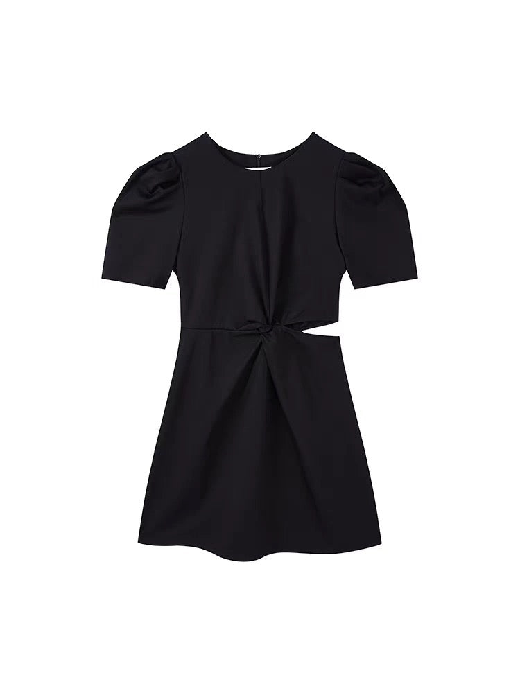 Waist-Cutout Black Dress