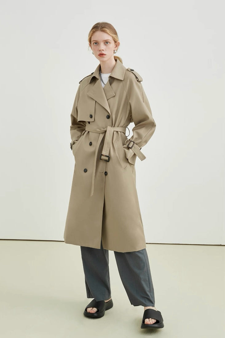 Khaki Long Trench Coat