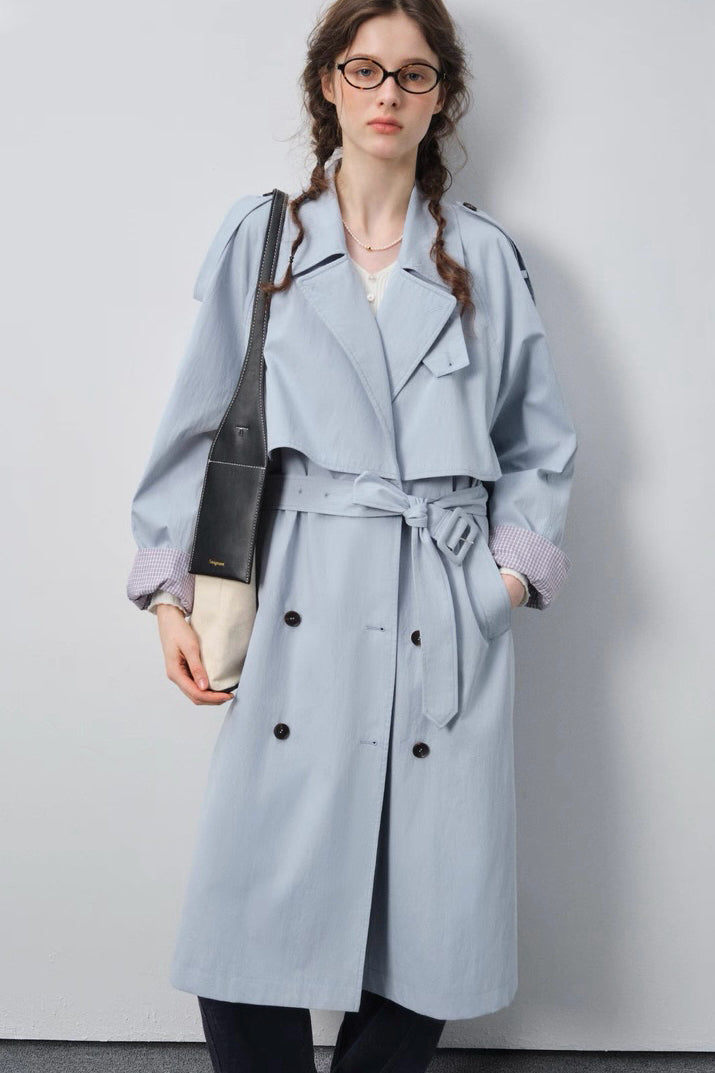 Blue Long Trench Coat