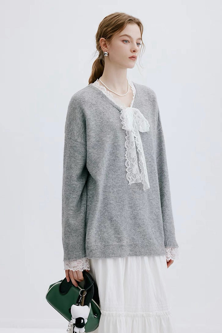 Gray Lace Sweater