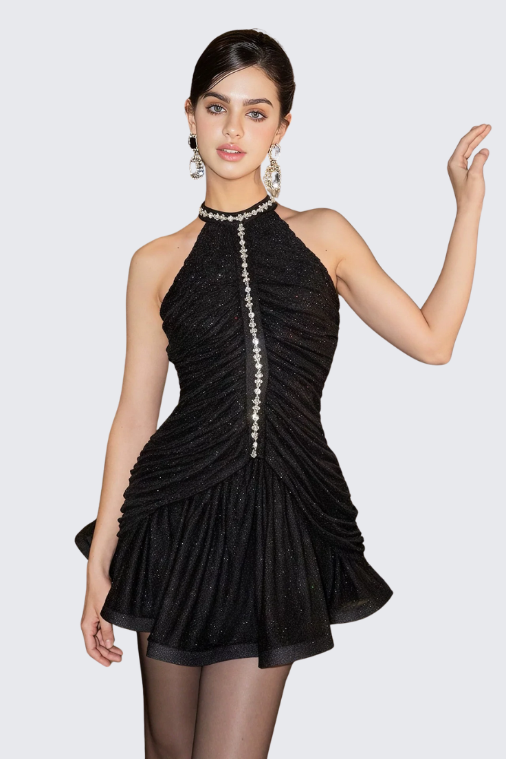 Halter Rhinestone Dress