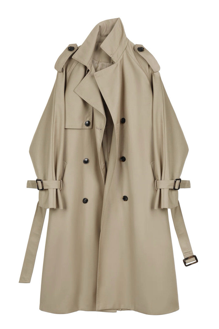 Khaki Long Trench Coat