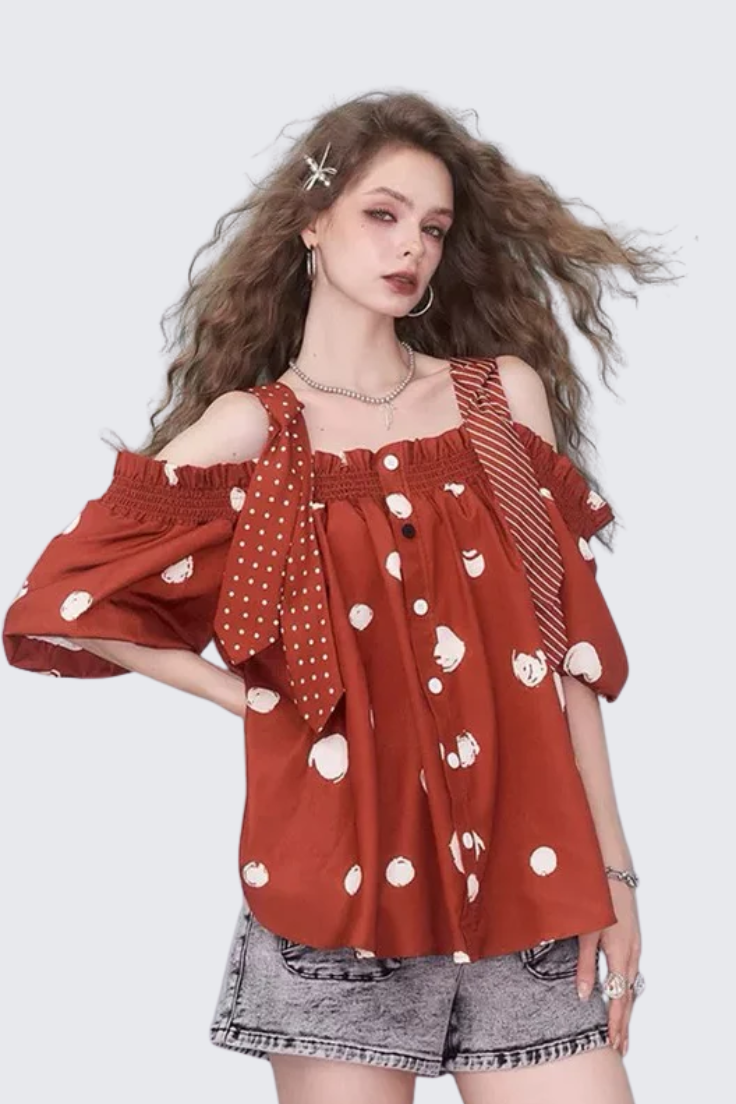 Polka Dot Off-Shoulder Top