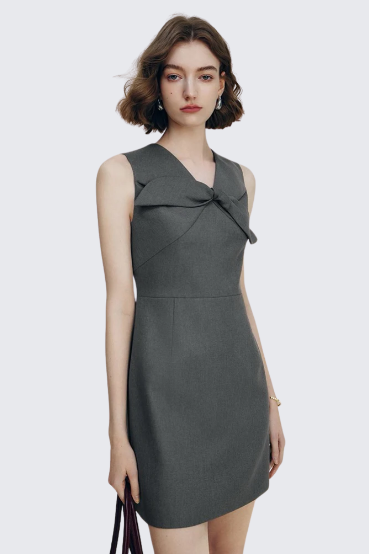 Gray Knotted Blazer Dress