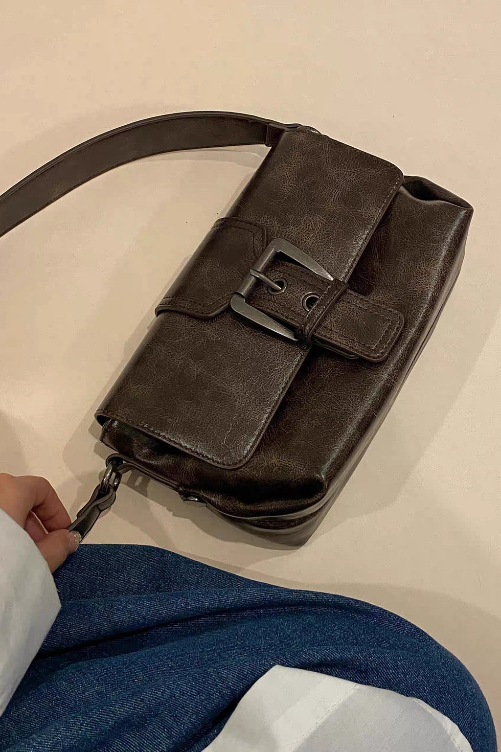 Vintage Brown Crossbody Bag