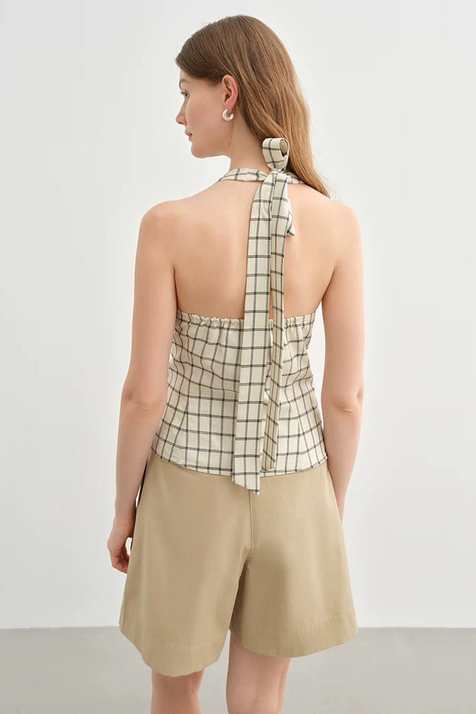 Plaid Waist-Tailored Top