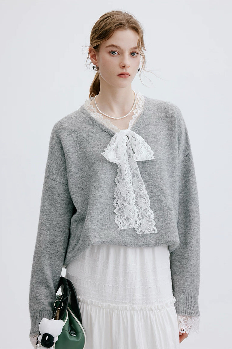 Gray Lace Sweater