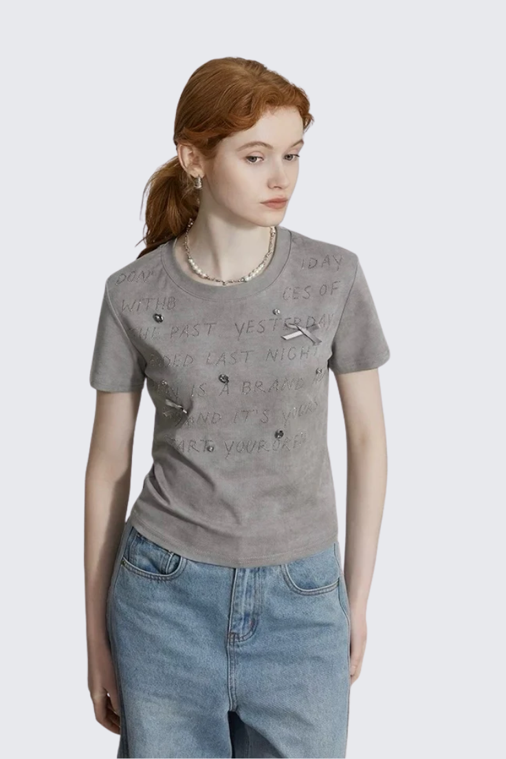 Gray Rhinestone Top
