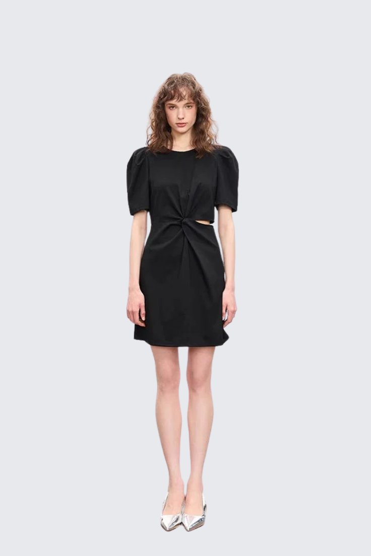 Waist-Cutout Black Dress