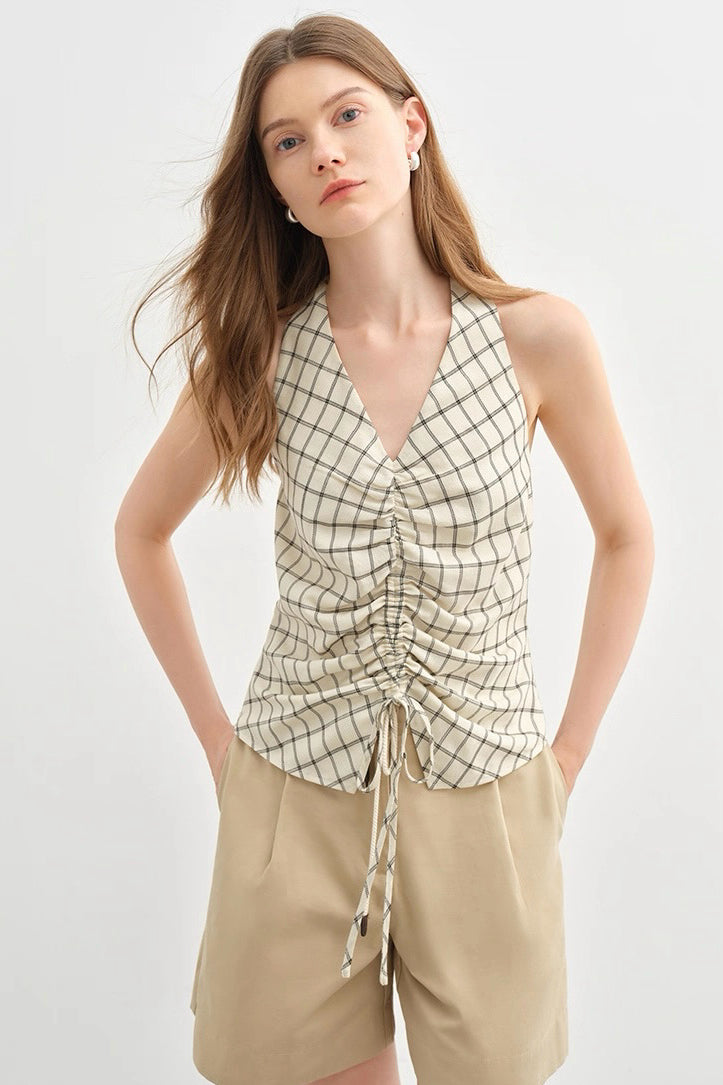Plaid Waist-Tailored Top