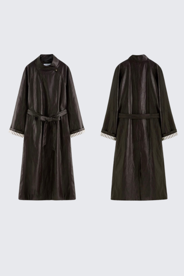 PU Leather Trench Coat