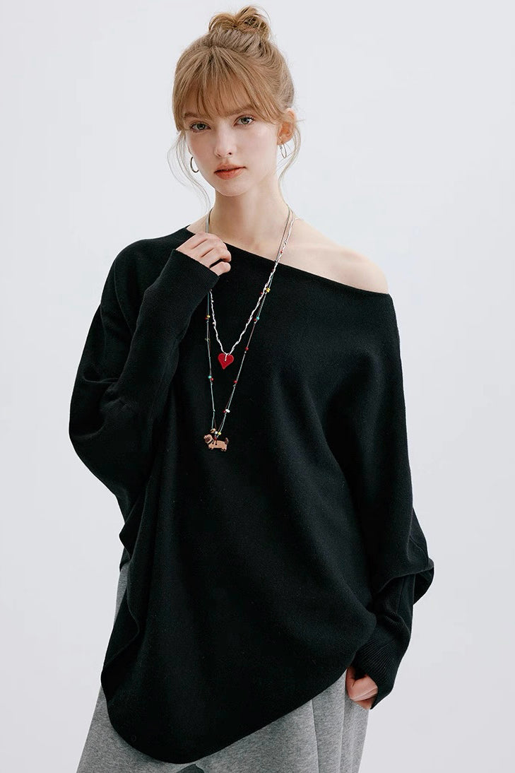 Black Batwing Sleeve Sweater