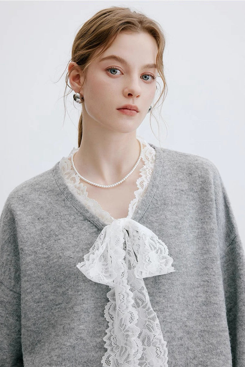 Gray Lace Sweater