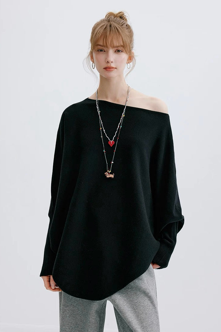 Black Batwing Sleeve Sweater