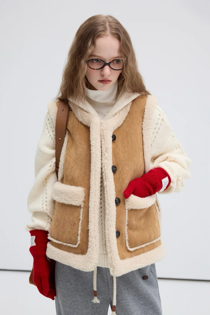Khaki Sherpa Vest