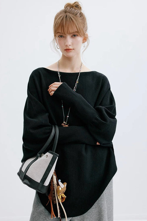 Black Batwing Sleeve Sweater