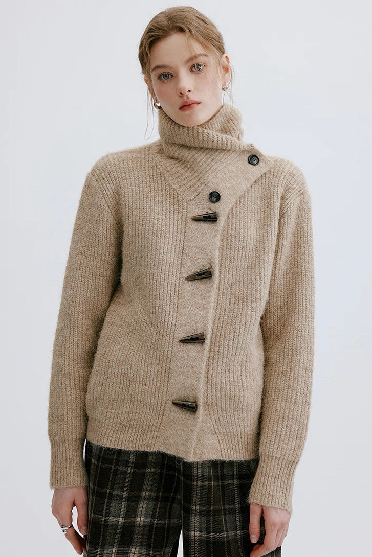Khaki Horn Button Sweater