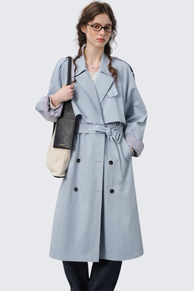 Blue Long Trench Coat
