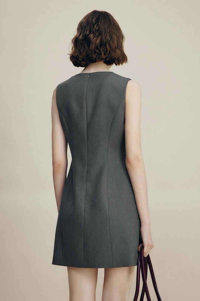 Gray Knotted Blazer Dress