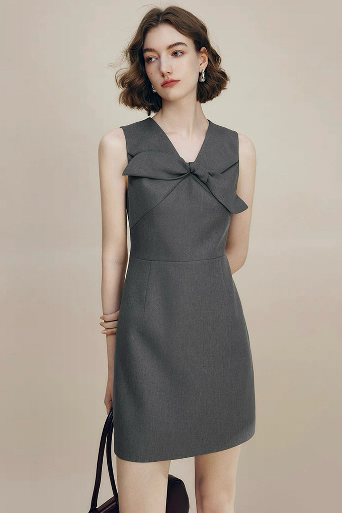 Gray Knotted Blazer Dress