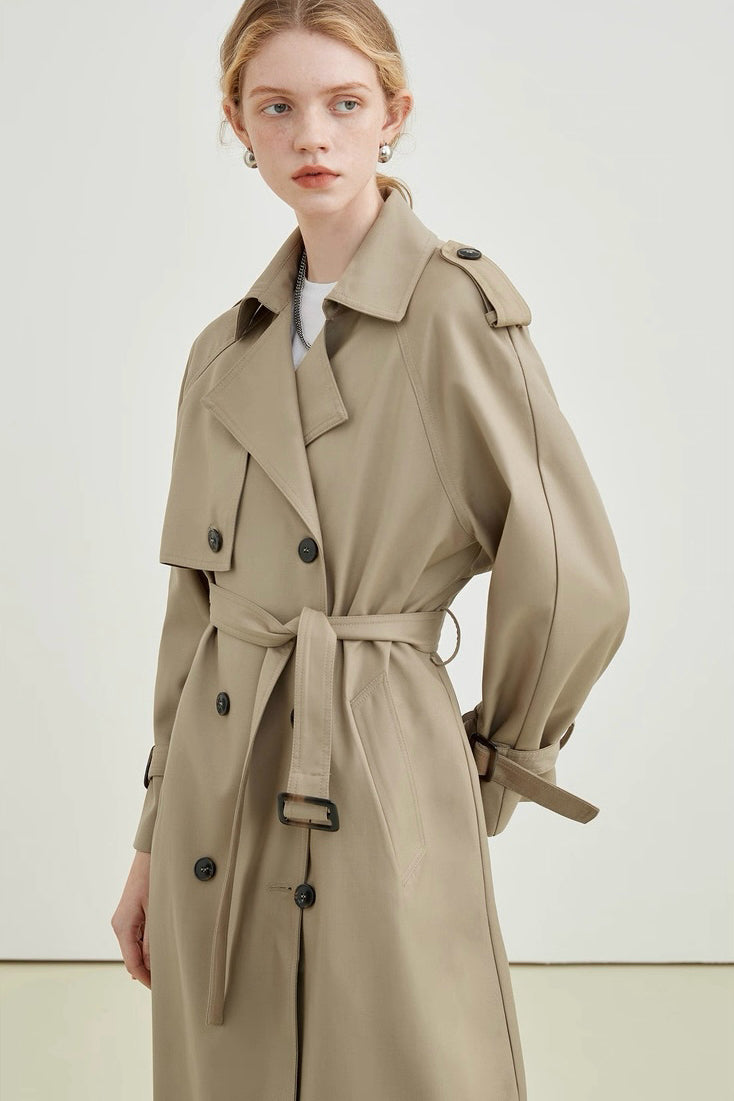 Khaki Long Trench Coat