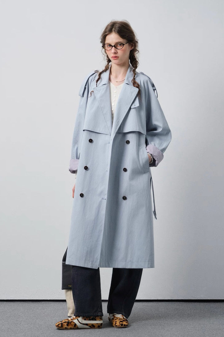 Blue Long Trench Coat