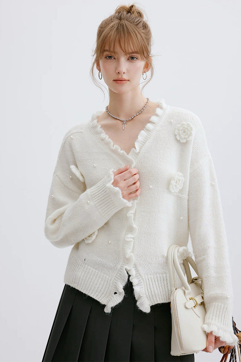 White Floral Sweater