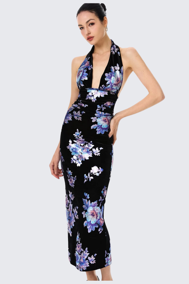Black and Blue Floral Dress