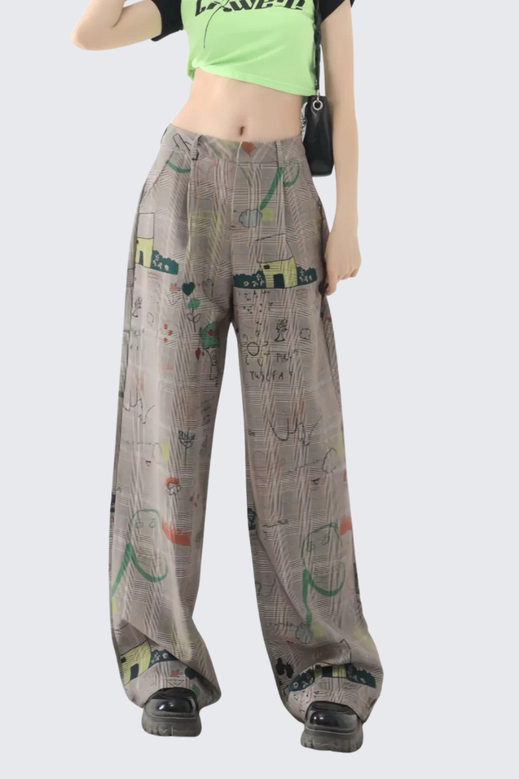 Plaid Graffiti Pants