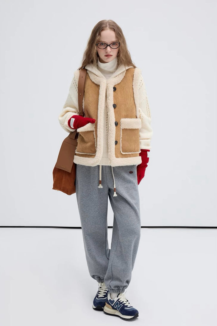 Khaki Sherpa Vest