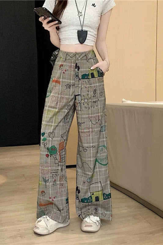 Plaid Graffiti Pants