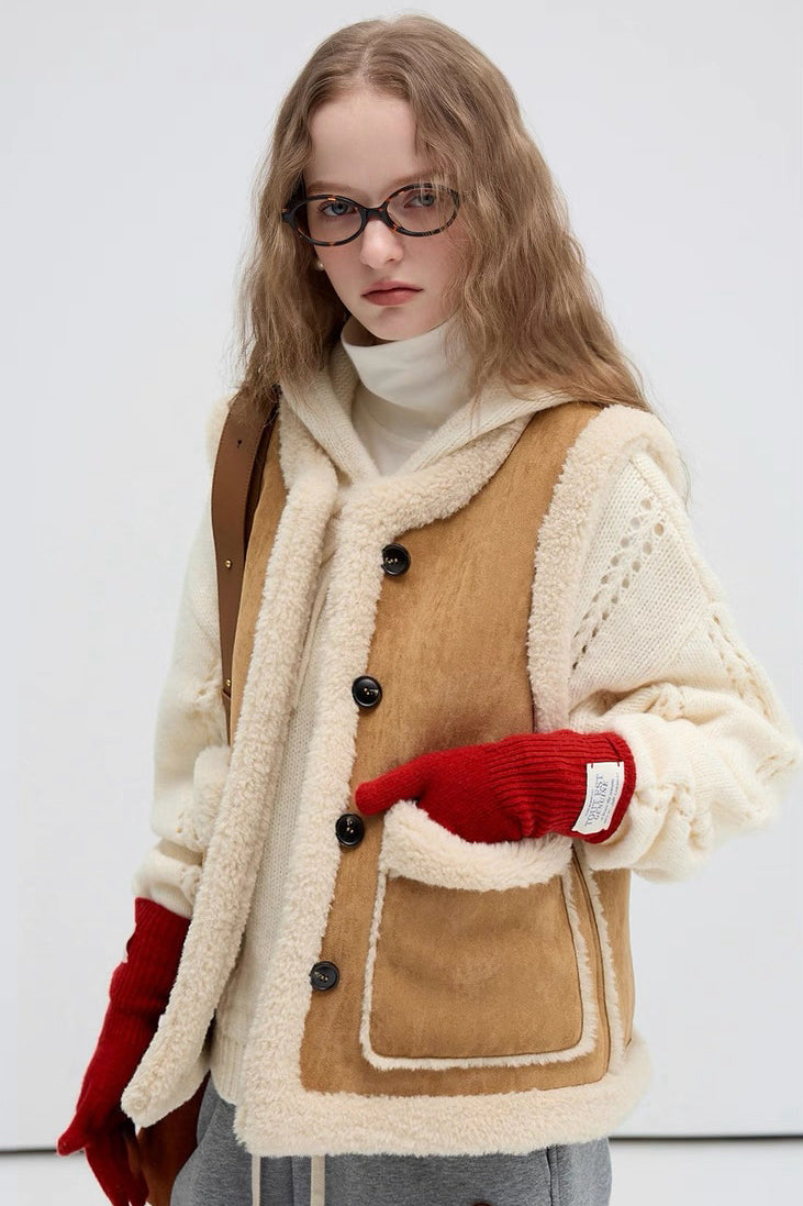 Khaki Sherpa Vest