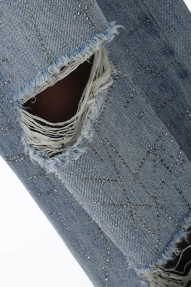 Rhinestone Ripped Jeans