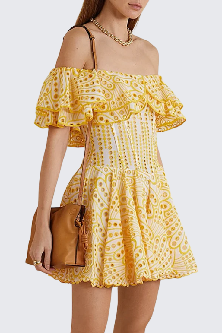 Yellow Hollow-Out Dress