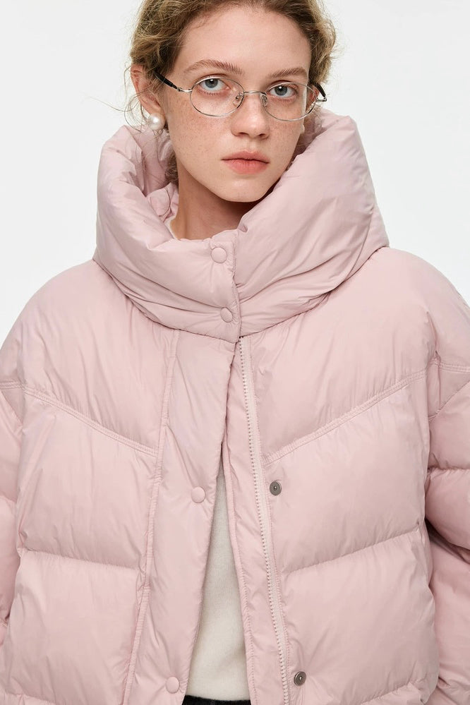 Pink Hooded Down Jacket