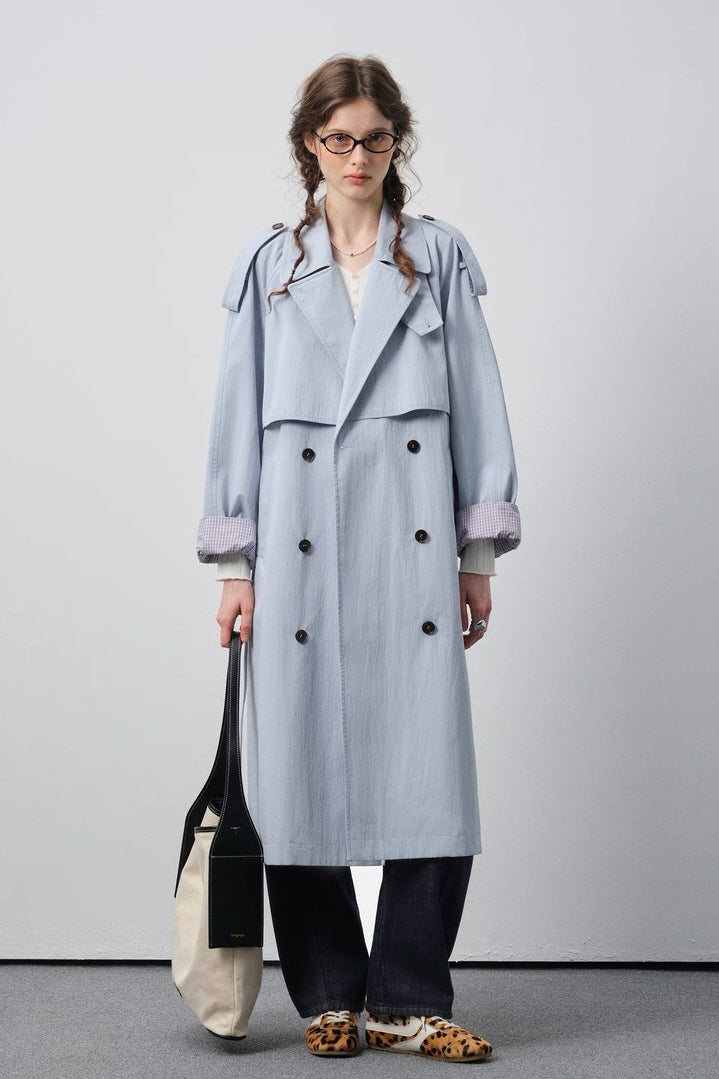 Blue Long Trench Coat