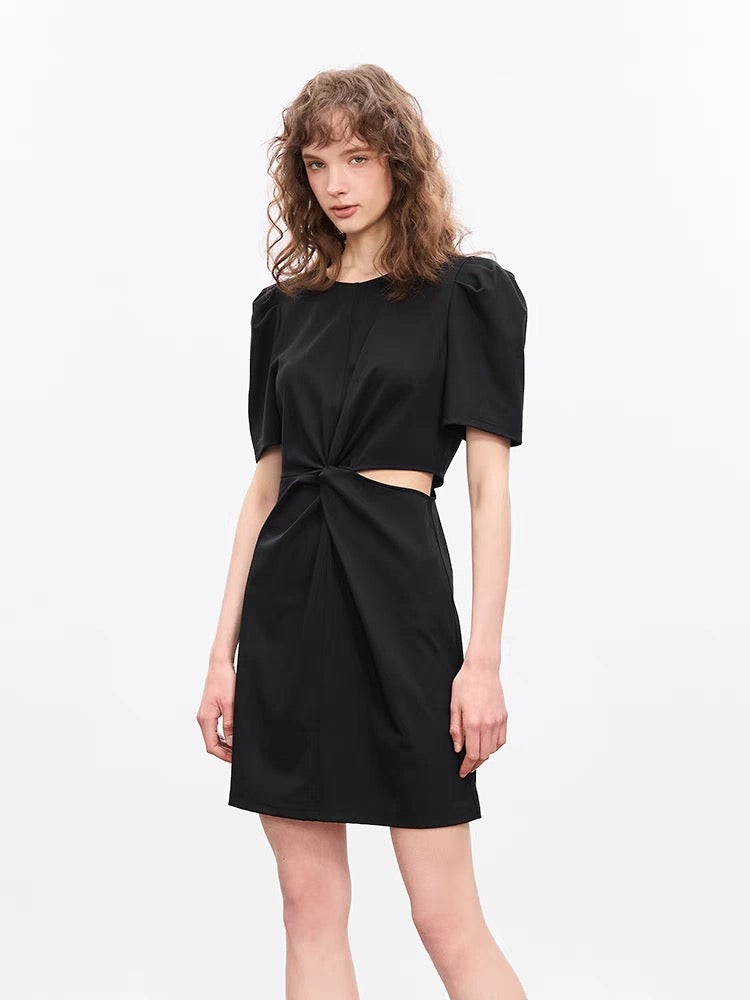 Waist-Cutout Black Dress