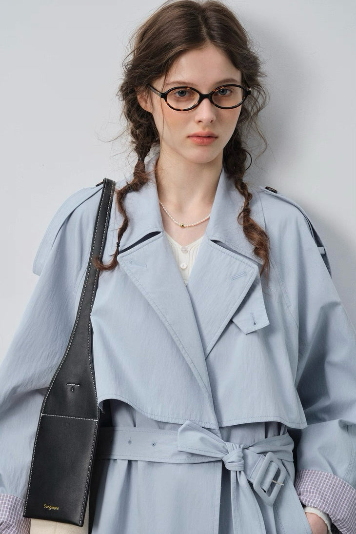 Blue Long Trench Coat