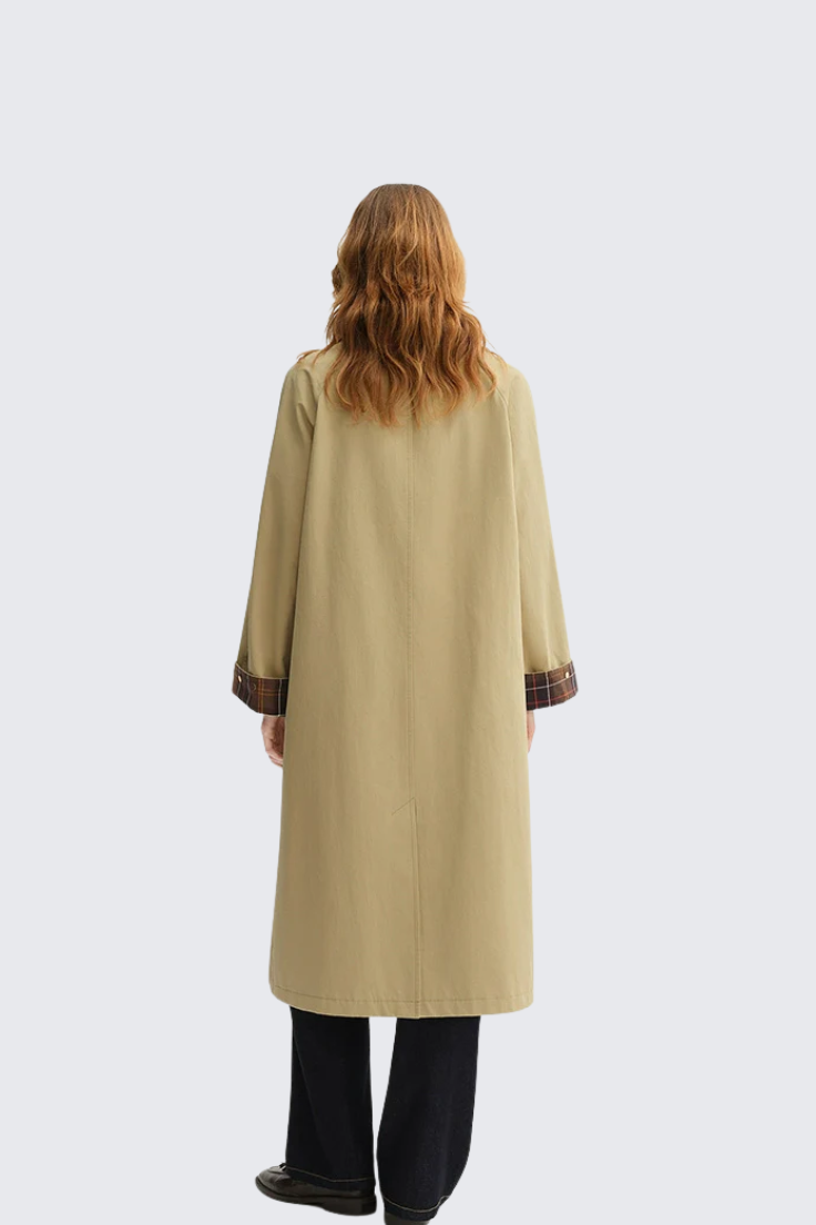 Khaki Color-Block Trench Coat