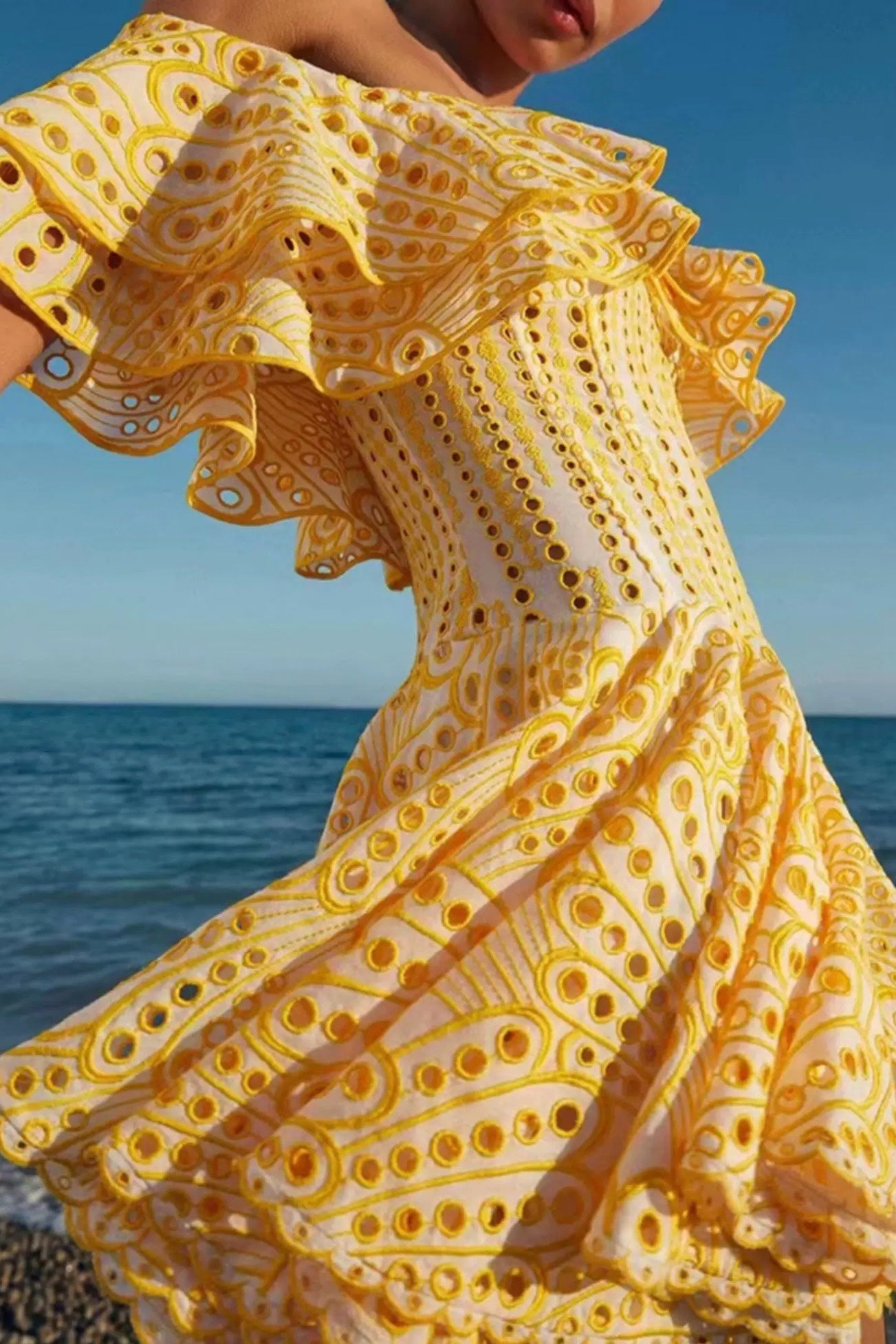 Yellow Hollow-Out Dress