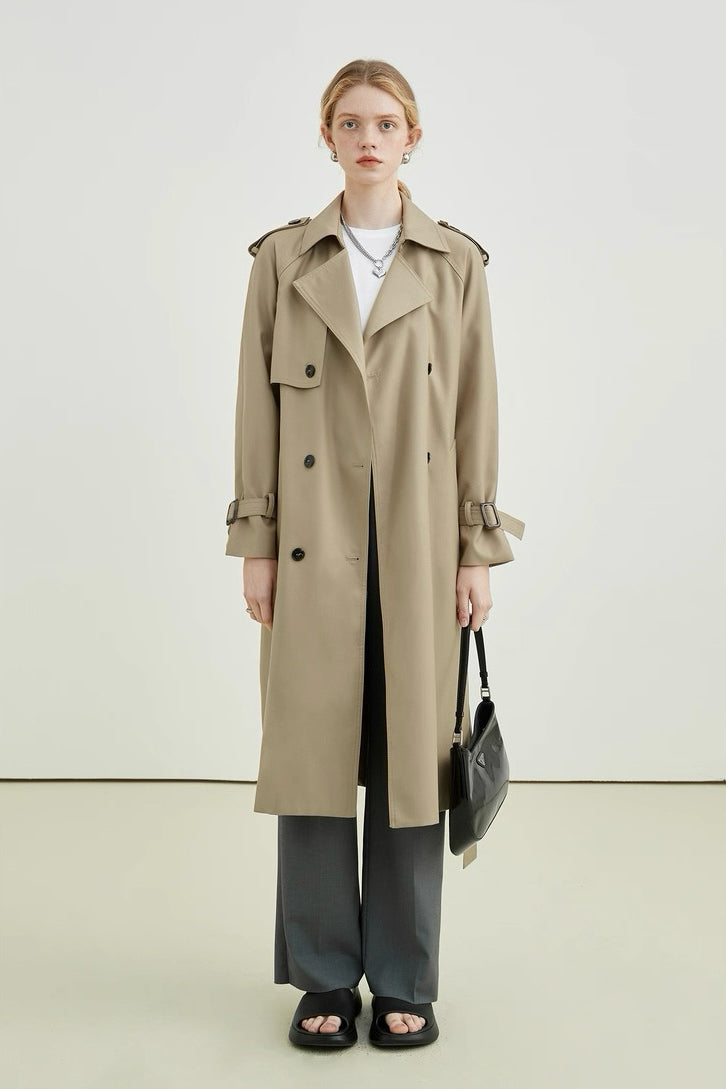 Khaki Long Trench Coat
