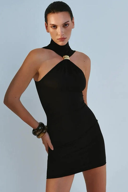 Neck-Wrap Bodycon Dress