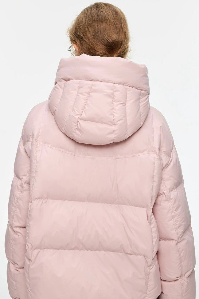 Pink Hooded Down Jacket