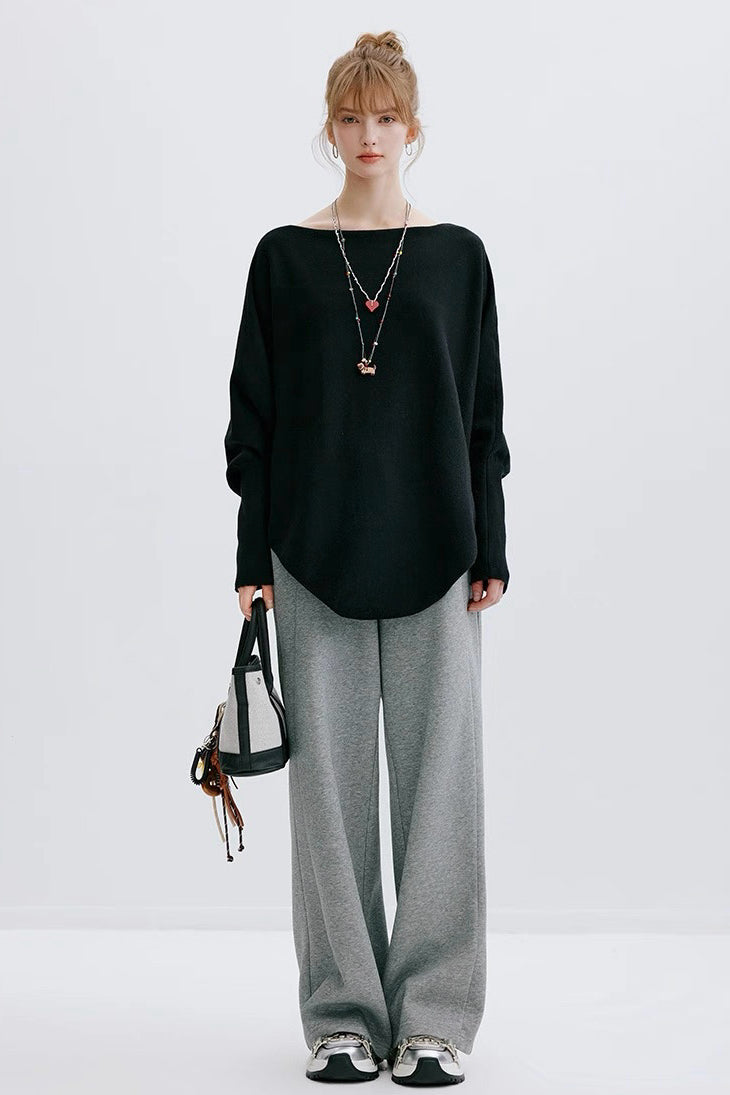 Black Batwing Sleeve Sweater