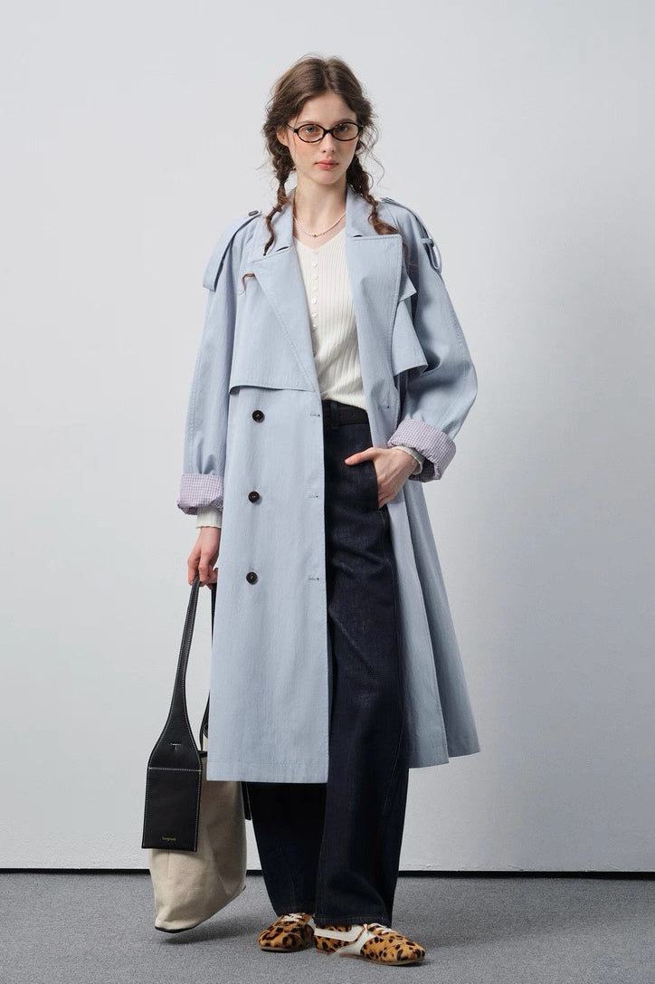 Blue Long Trench Coat