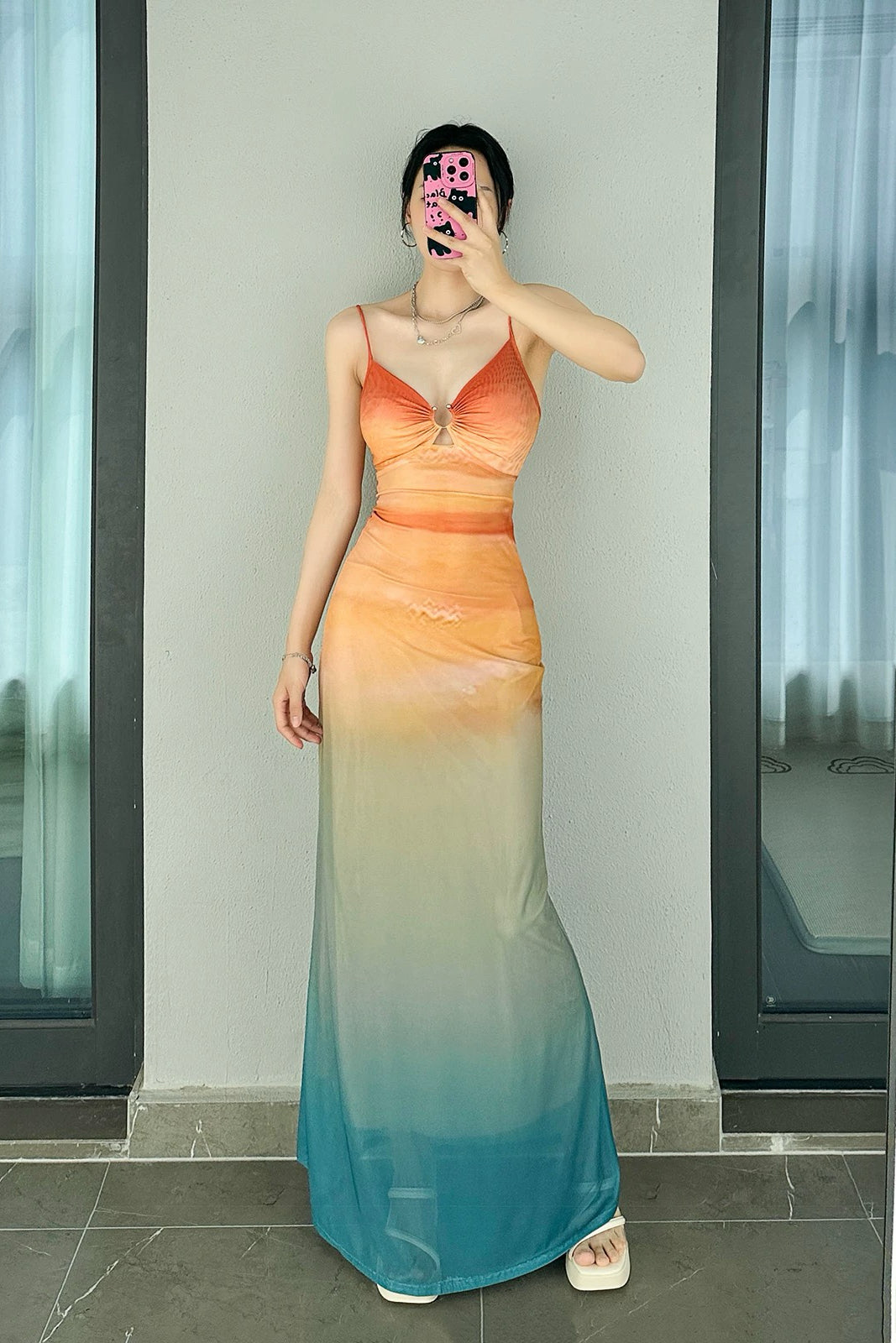 Ombre Spaghetti Strap Dress