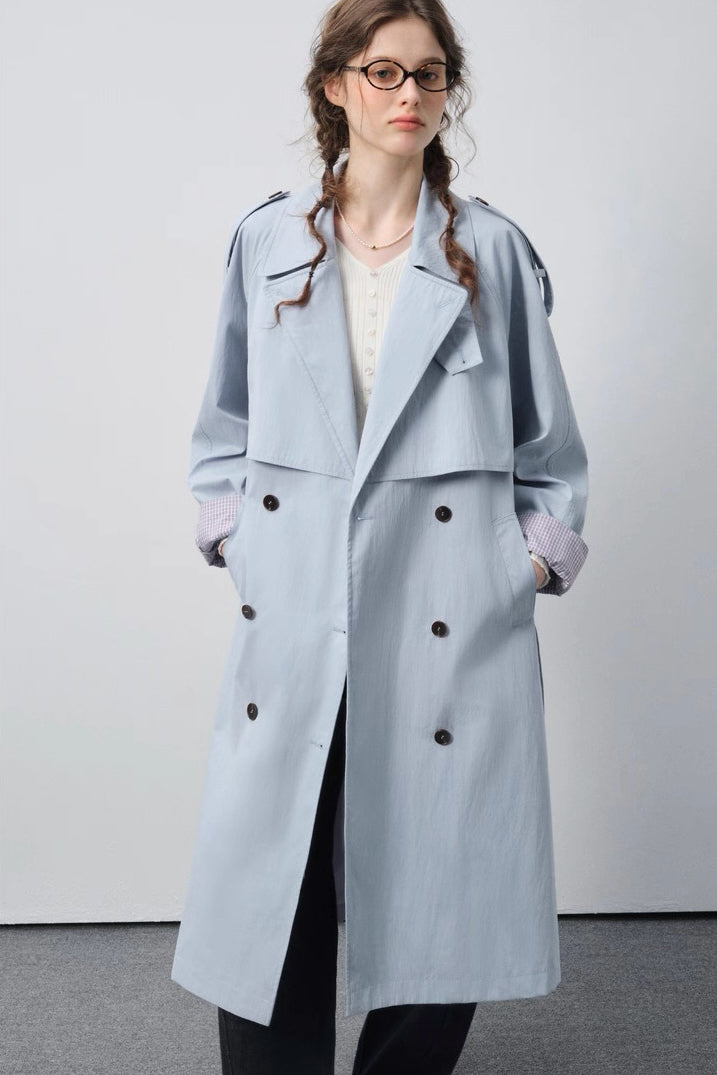 Blue Long Trench Coat