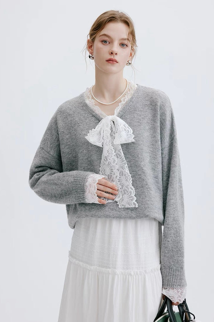 Gray Lace Sweater