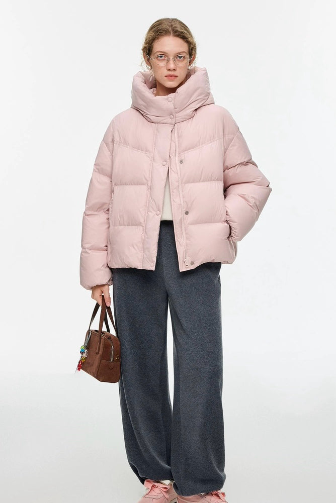 Pink Hooded Down Jacket