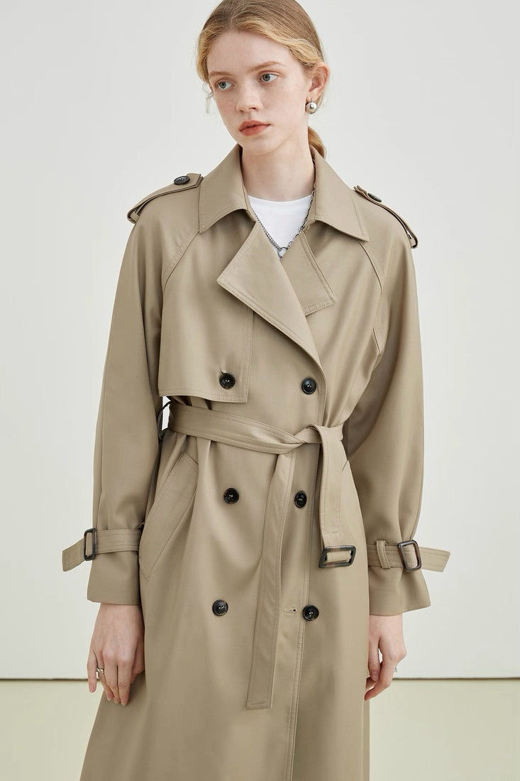 Khaki Long Trench Coat